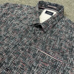 7 Diamonds Shirt Mens XL 4 Way Stretch Short Sleeve Button Up Abstract Pattern
